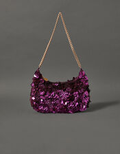 Sequin Chain Shoulder Bag, Purple (PURPLE), large