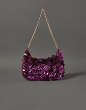 Sequin Chain Shoulder Bag, Purple (PURPLE), large