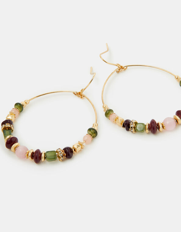 Beaded Wire Hoop Earrings, , large