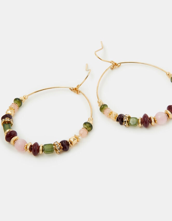 Beaded Wire Hoop Earrings, , large