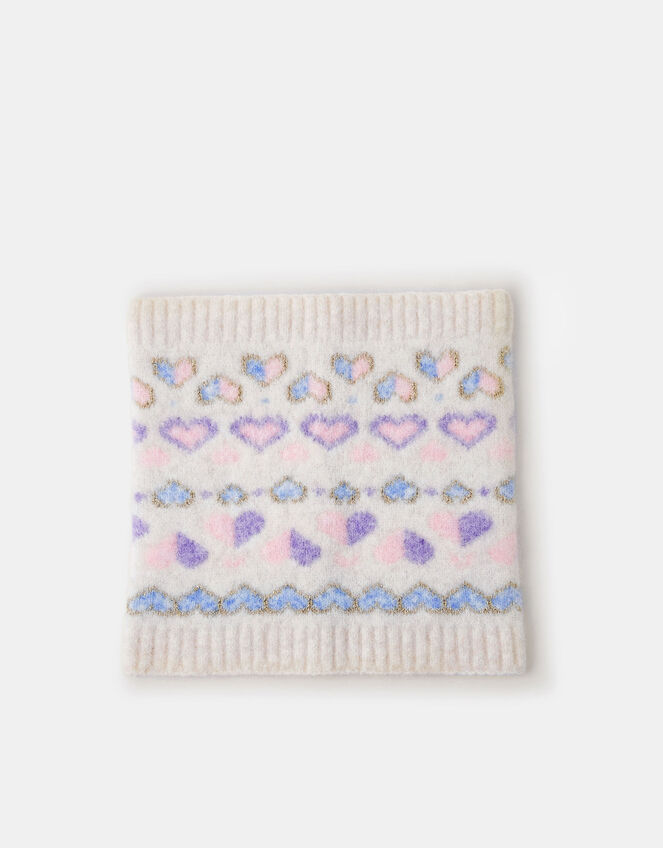 Girls Heart Fair Isle Snood, Multi (PASTEL MULTI), large