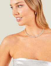 Sterling Silver-Plated Chunky Pave Chain, , large