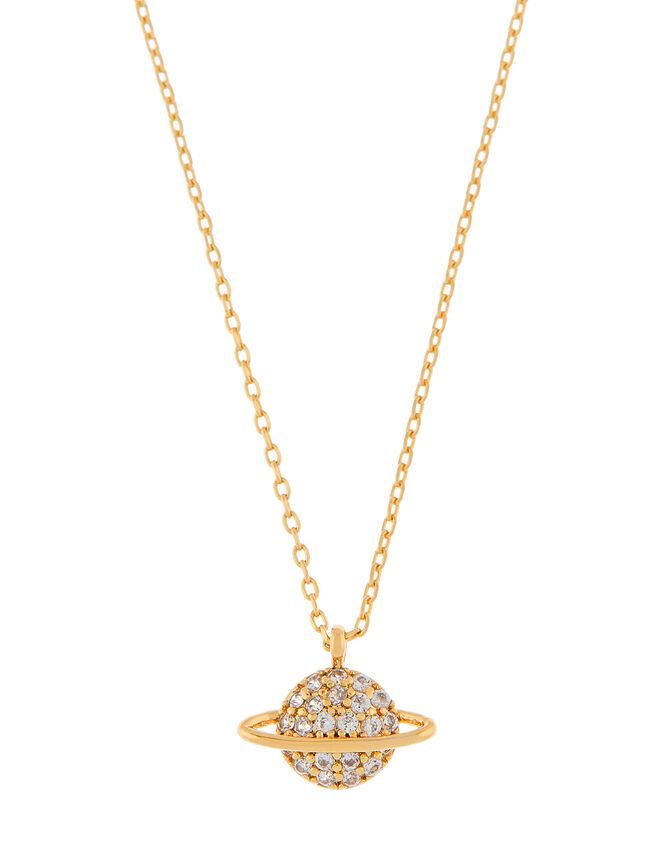 Gold-Plated Sparkle Planet Necklace, , large
