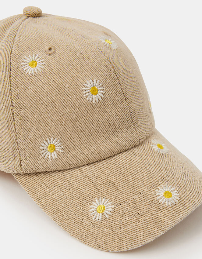 Daisy Embroidered Baseball Cap, , large
