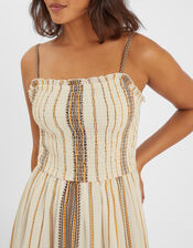 Stripe Strappy Smocked Maxi Dress, Multi (MULTI), large