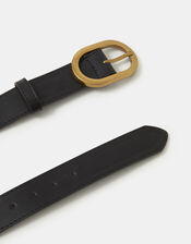 Oval Buckle Belt, Black (BLACK), large