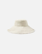 Frayed Edge Wide Brim Bucket Hat, Natural (NATURAL), large