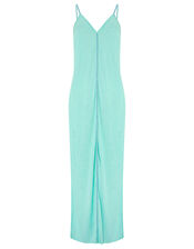 Palm Print Jersey Maxi Dress, Blue (AQUA), large