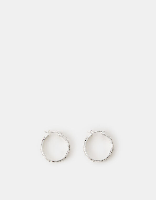 Sterling Silver-Plated Filigree Hoop Earrings, , large