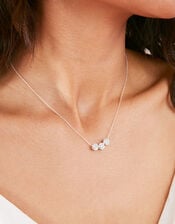 Sterling Silver Triple Pave Ball Necklace, , large