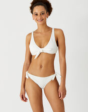 Ribbed Bunny Tie Bikini Top, White (WHITE), large