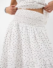 Polka Dot Tiered Maxi Skirt, Ivory (IVORY), large