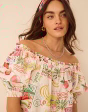 Summer Print Puff Sleeve Mini Dress, Multi (MULTI), large