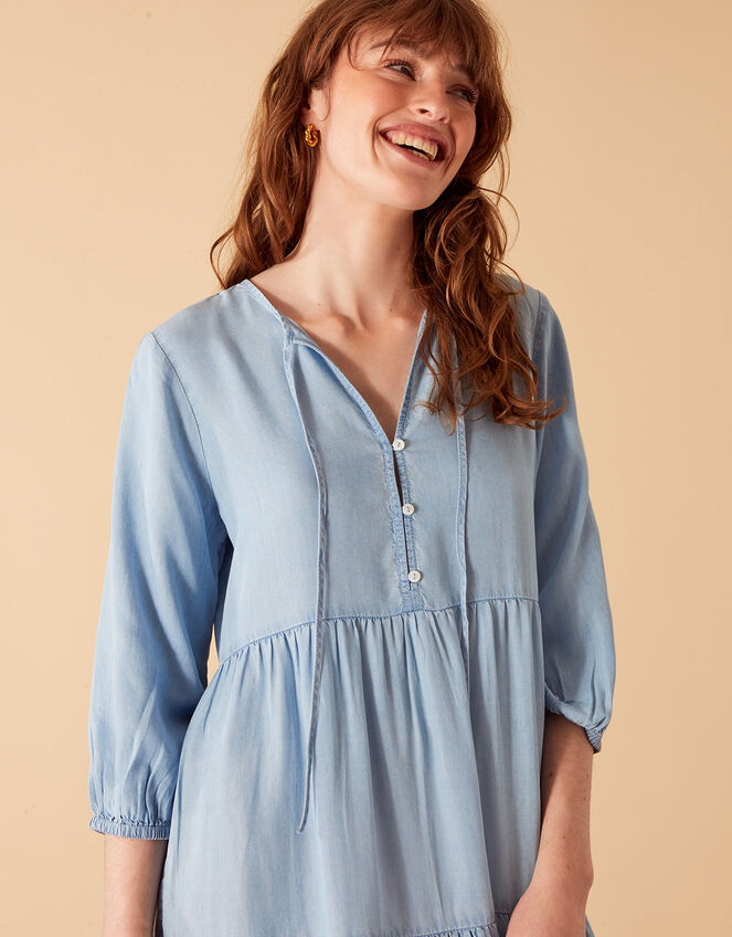 Chambray Midi Dress , Blue (BLUE), large