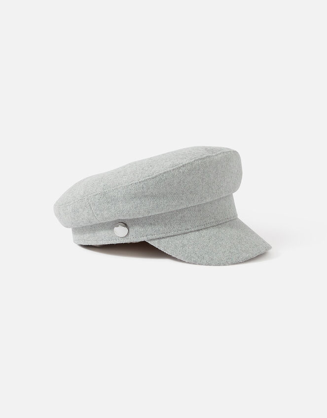 Wool Baker Boy Hat, Grey (LIGHT GREY), large