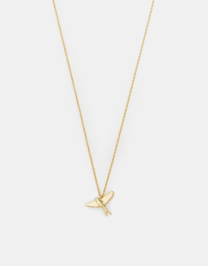 14ct Gold-Plated Bird Pendant Necklace, , large
