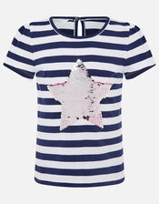 Girls Sequin Heart Stripe T-Shirt, Multi (BRIGHTS-MULTI), large