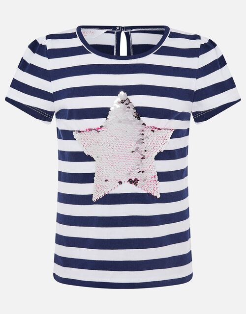 Girls Sequin Heart Stripe T-Shirt, Multi (BRIGHTS-MULTI), large