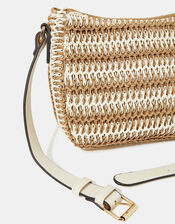 Two-Tone Woven Crossbody Bag, , large