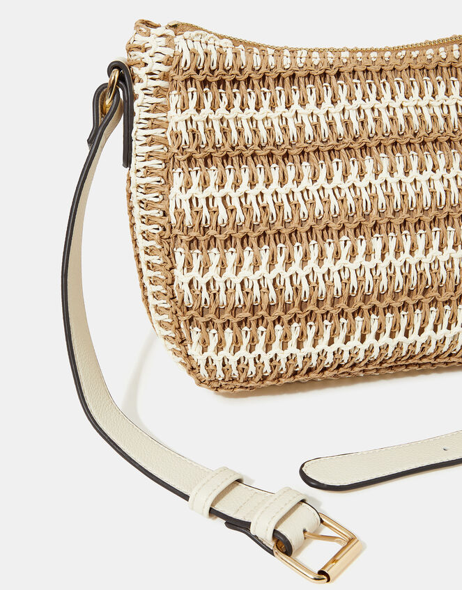 Two-Tone Woven Crossbody Bag, , large