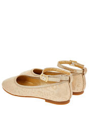 Animal Print Ballet Flats, Gold (GOLD), large