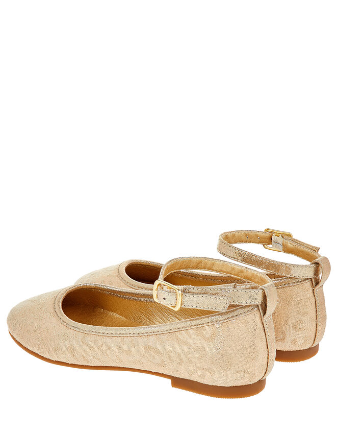Animal Print Ballet Flats, Gold (GOLD), large