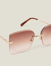Oversized Smokey Lens Rimless Glasses, , large