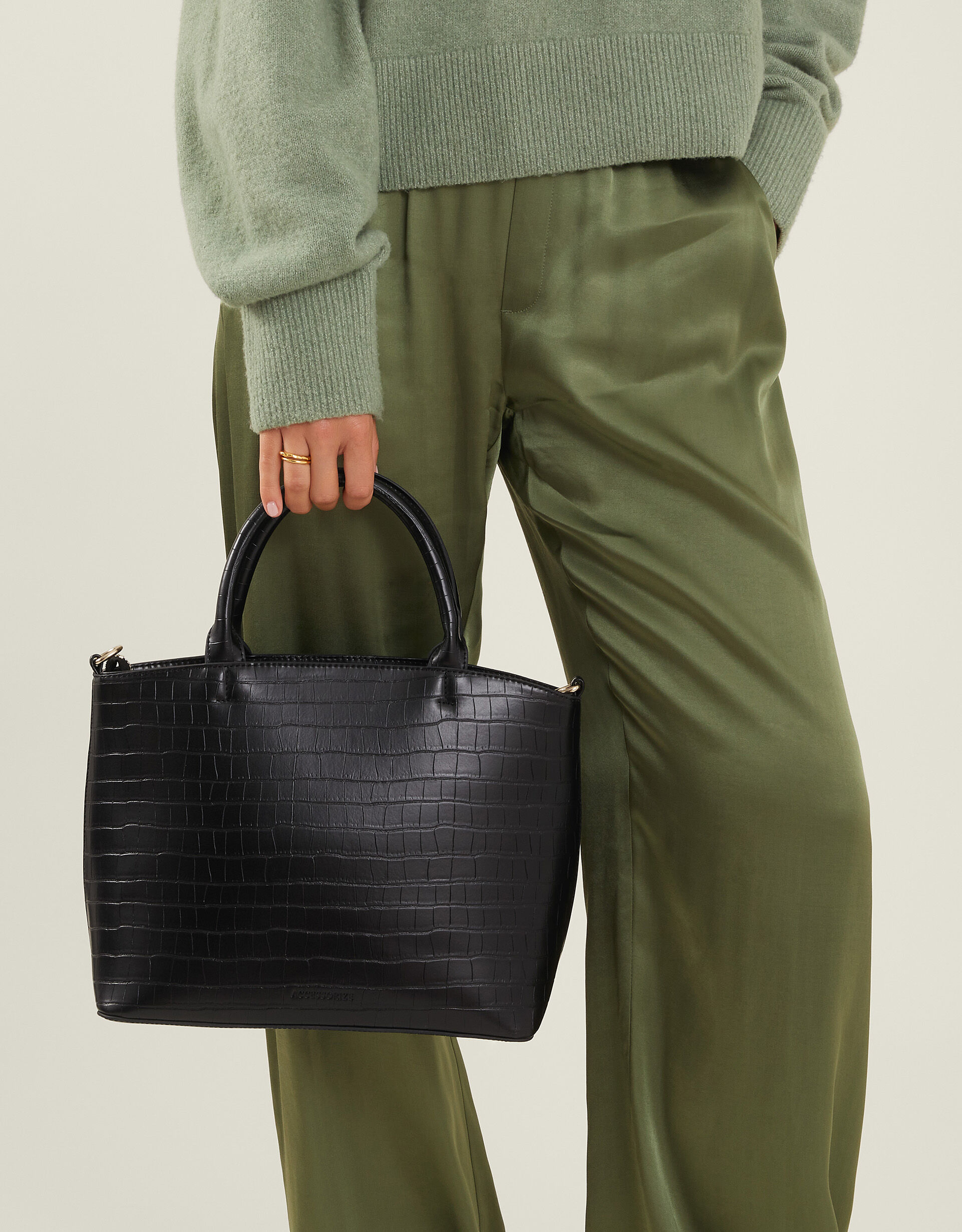 Faux Croc Handbag