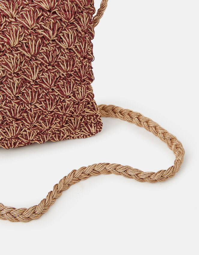 Metallic Woven Crossbody Bag, , large