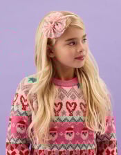 Girls Sequin Bow Headband, , large