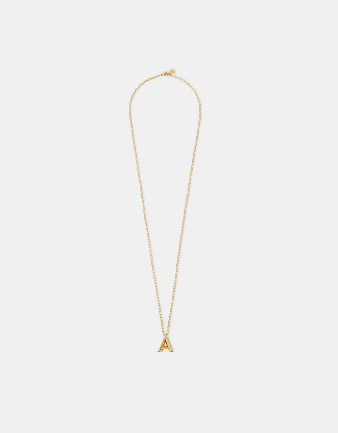 14ct Gold-Plated Long Initial Pendant Necklace, Gold (GOLD), large
