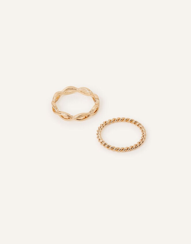 Textured Skinny Rings Set of Two, Gold (GOLD), large