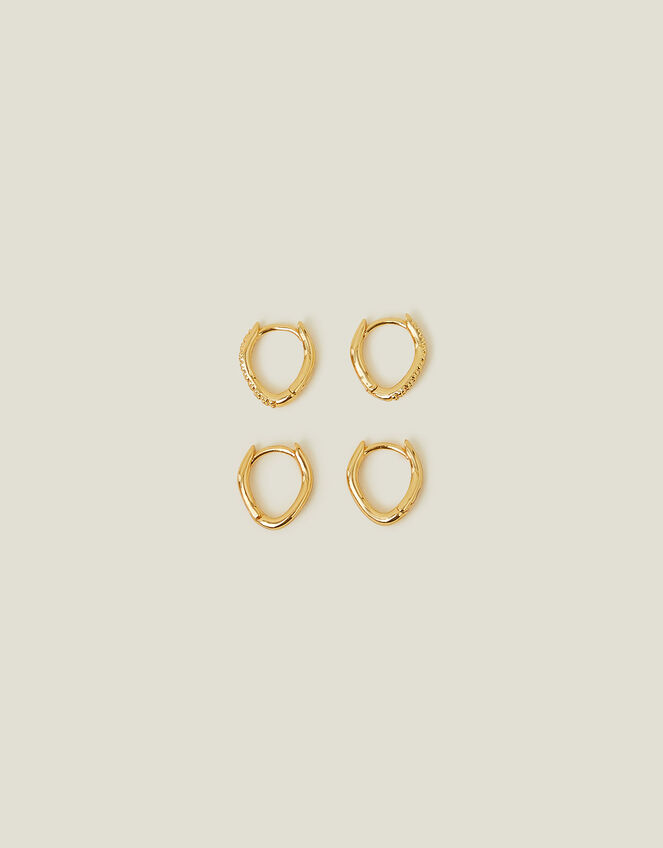 2-Pack 14ct Gold-Plated Molten Hoops, , large