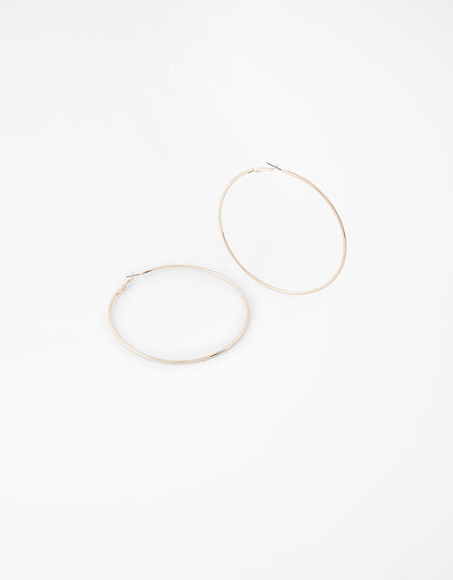 Large Simple Hoop Earrings, , large