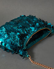 Sequin Chain Shoulder Bag, Teal (TEAL), large