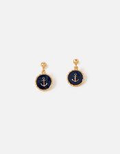 St Ives Enamel Anchor Short Drop Earrings, , large