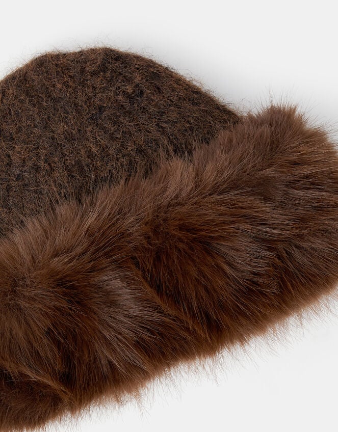 Faux Fur Trim Beanie Hat, , large