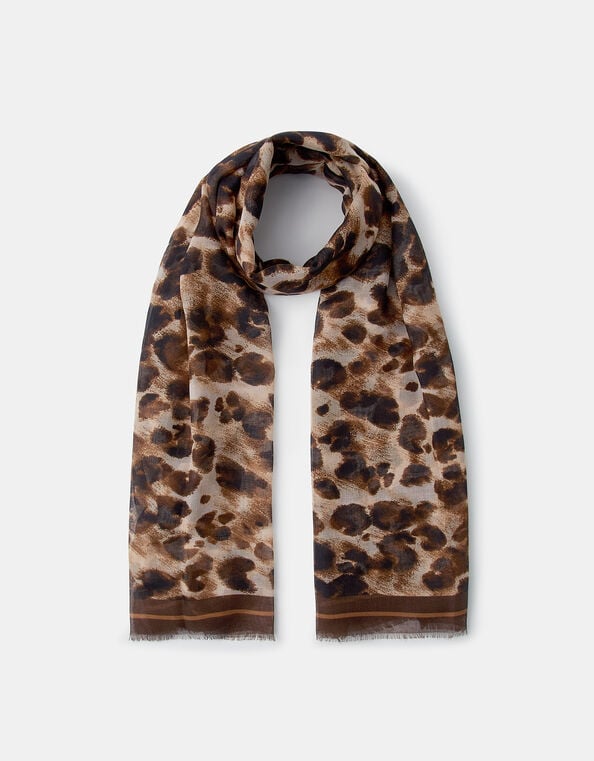 Lightweight Leopard Print Scarf, , large