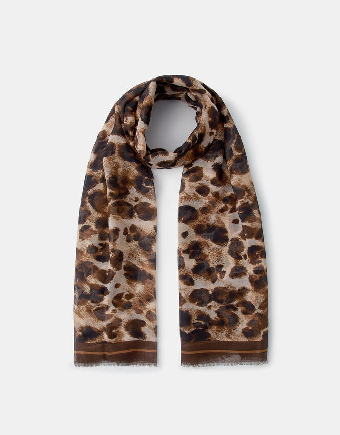 Lightweight Leopard Print Scarf, , large