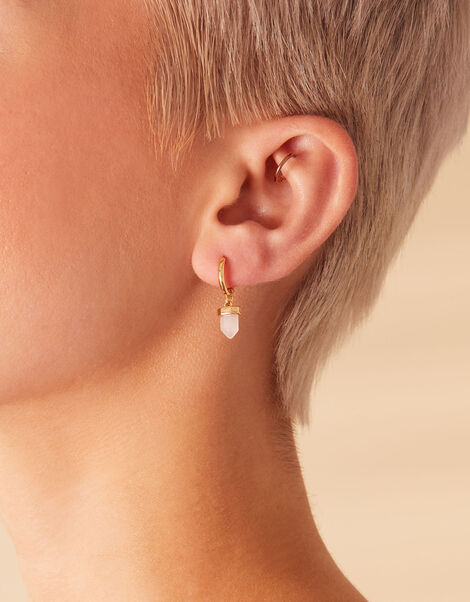 Gold-Plated Rose Quartz Shard Earrings , , large