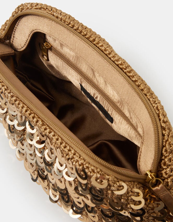 Sequin Woven Clutch Bag, , large