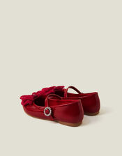 Girls Patent Bow Ballet Flats, Red (RED), large