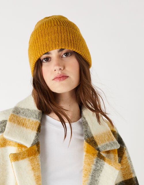 Soho Knit Beanie Hat, Yellow (OCHRE), large