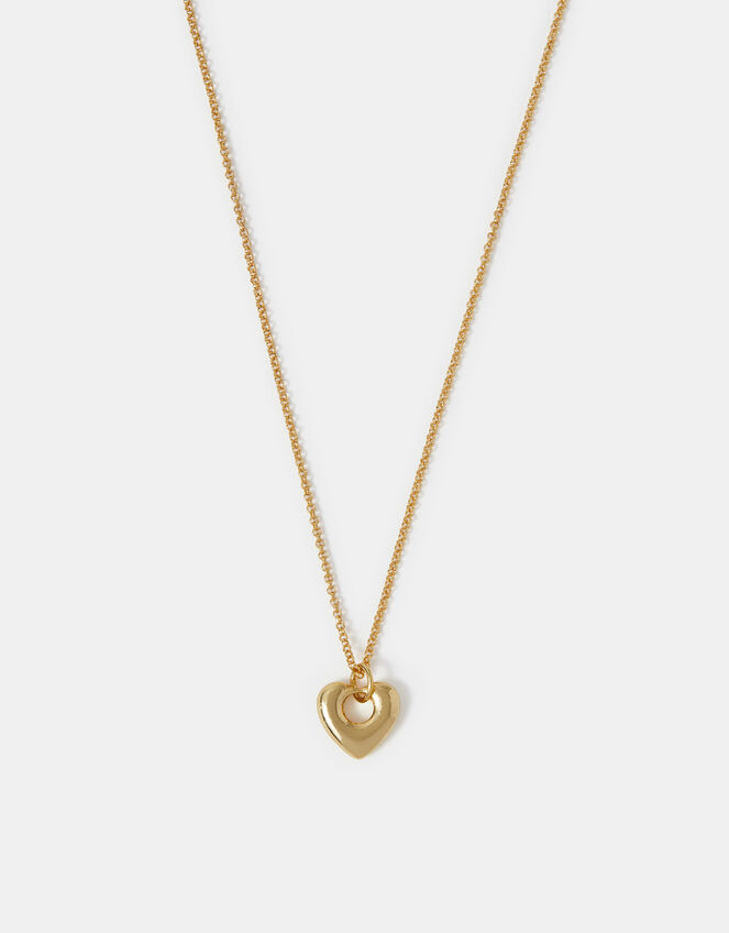 14ct Gold-Plated Chunky Heart Pendant Necklace, , large