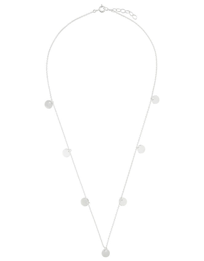 Sterling Silver Disc Station Necklace, , large