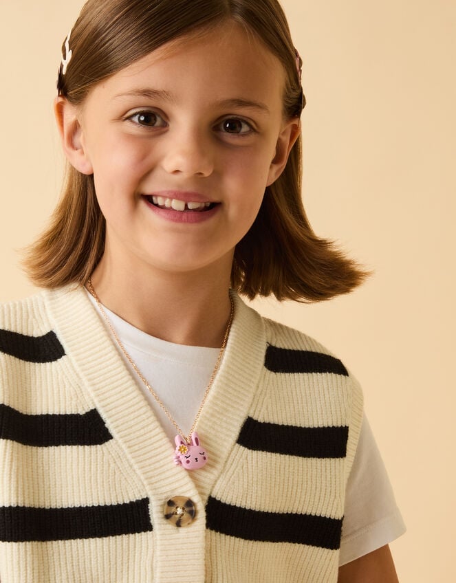 Girls Bunny Locket Necklace, , large