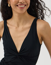 Knot Front Shaping Swimsuit, Black (BLACK), large