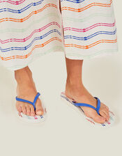 Ikat Print Flip Flops, White (WHITE), large