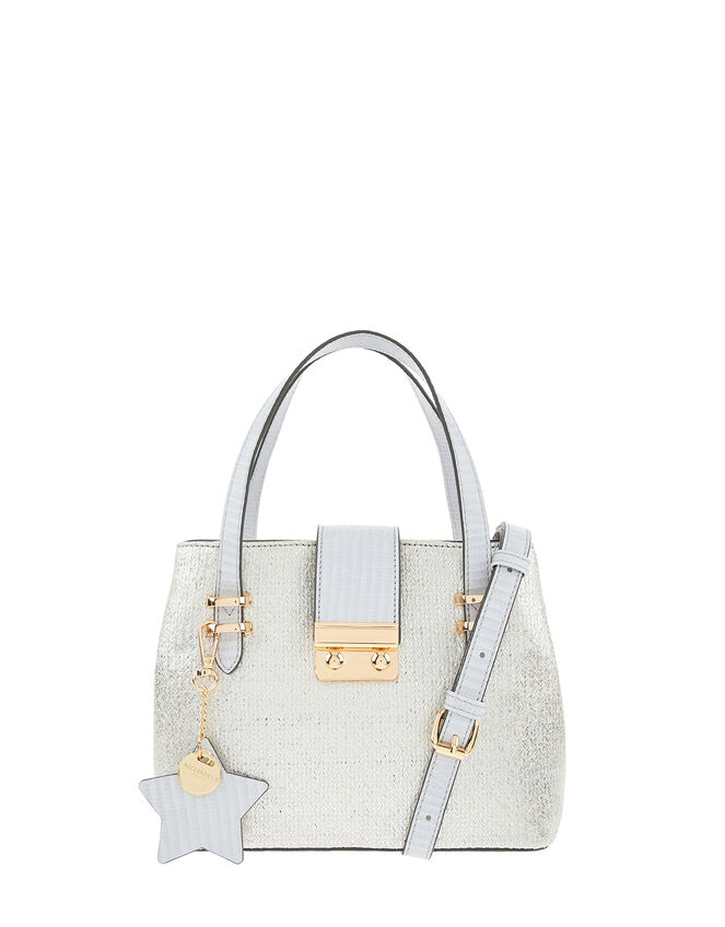 Silver Bucket Bag with Star Keyring, , large