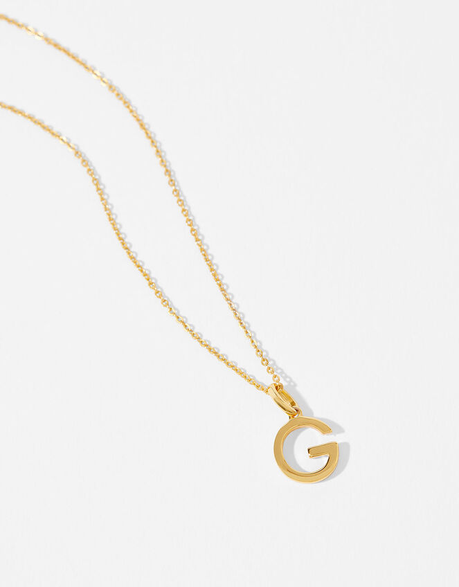 Gold Vermeil Initial Pendant Necklace - G, , large
